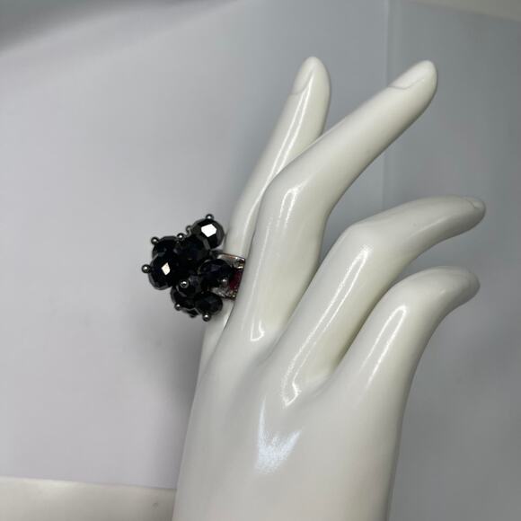 gunmetal gray and black fashion ring adjustable size costume jewelry - Picture 4 of 11